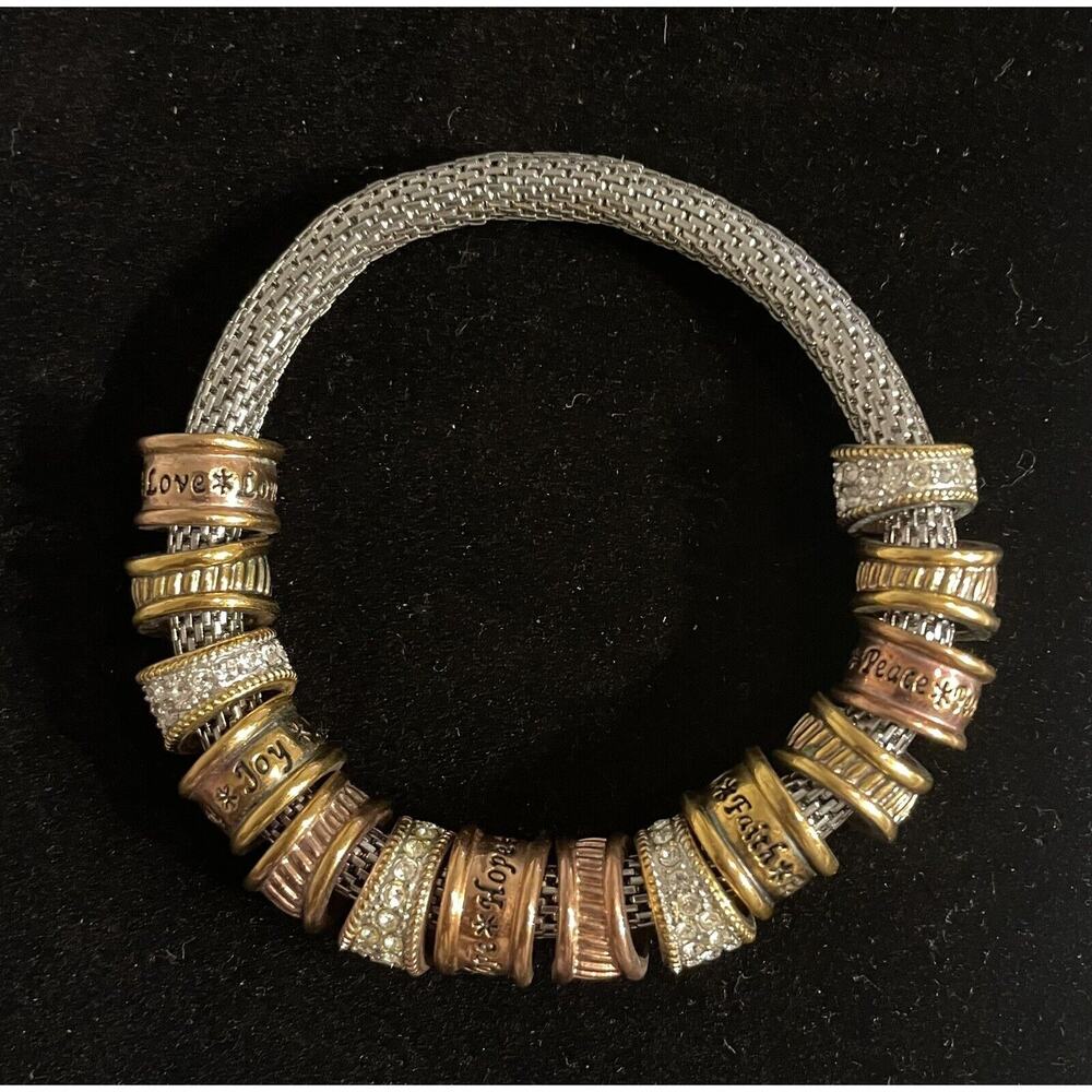 Bradford Exchange Stainless Steel Stretch Mesh Copper/Swarovski Bracelet